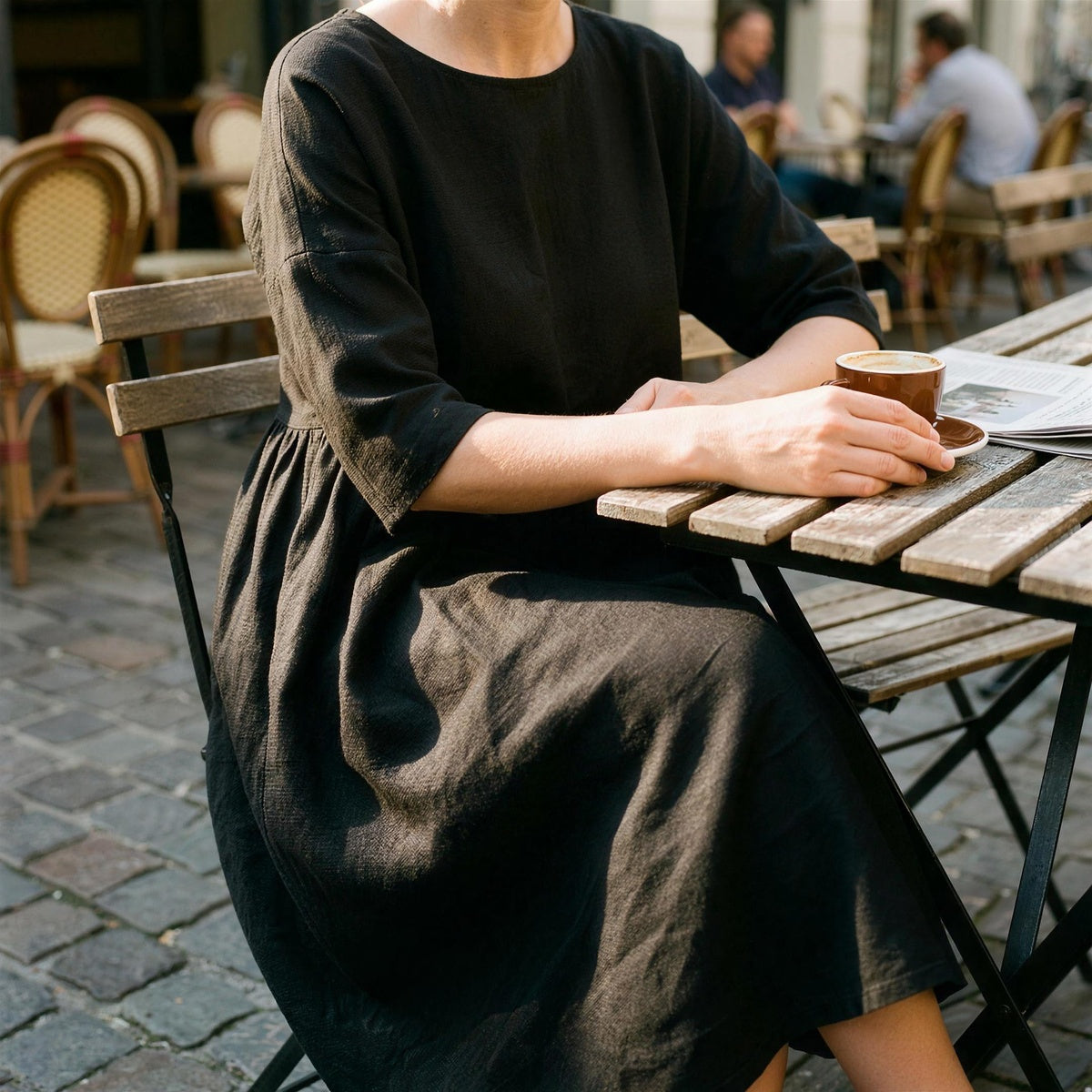 Linen A-Line Midi Dress