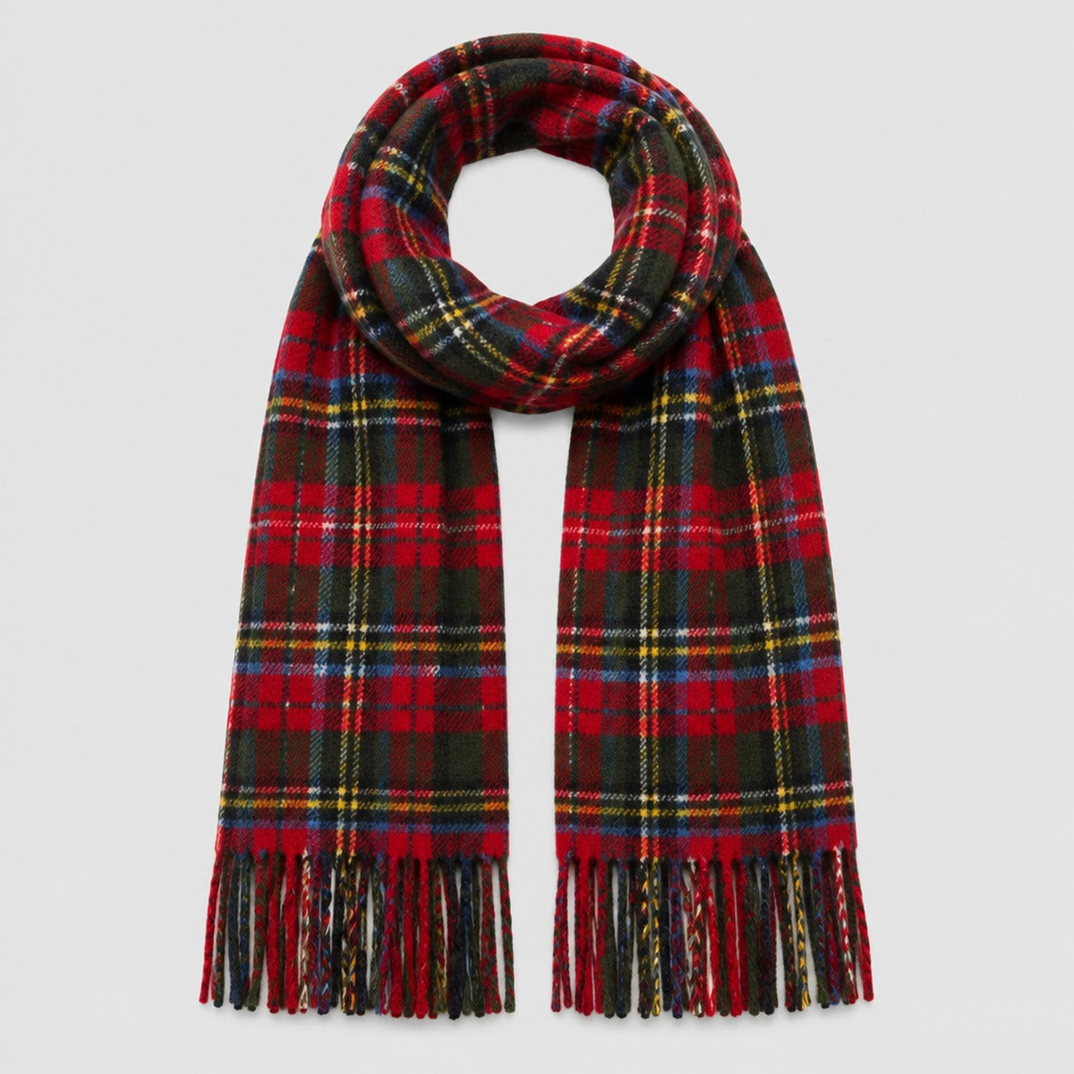 Red Check Tartan Lambswool Scarf