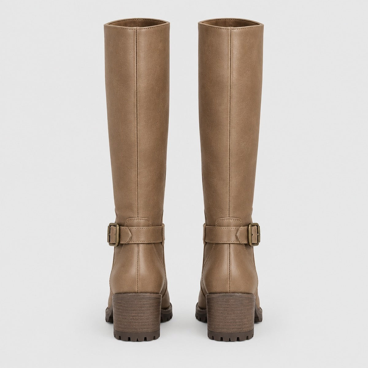 Knee-High Buckle Block Heel Boots Sienna
