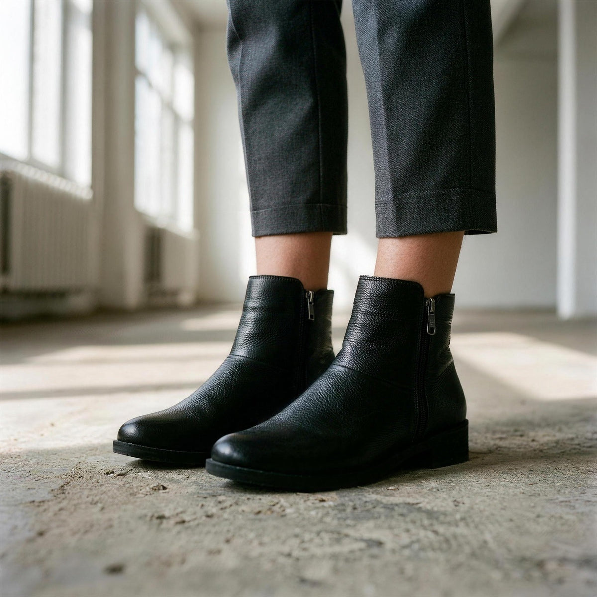 Minimal Leather Ankle Boots