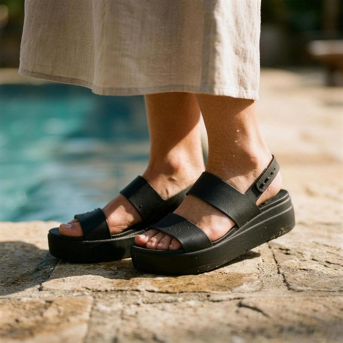Low Wedge Comfort Sandals