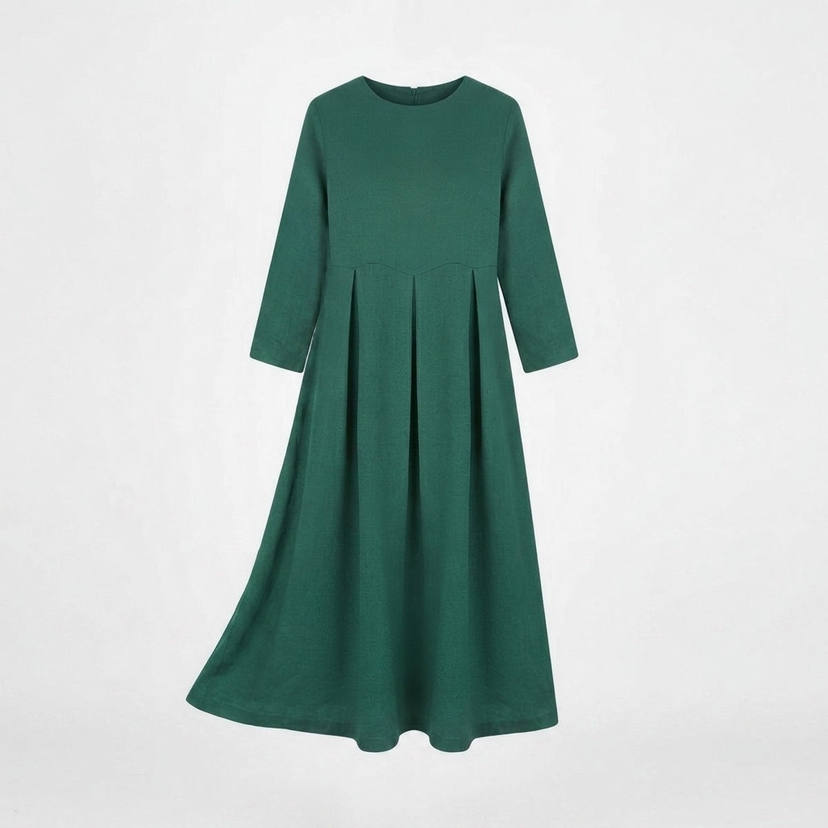 Pleated Linen Midi Dress