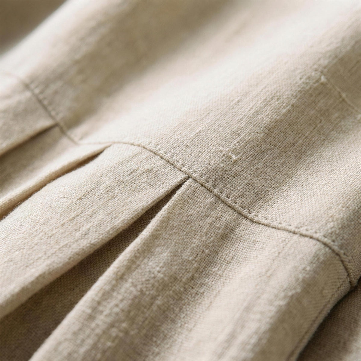 Pleated Linen Midi Dress