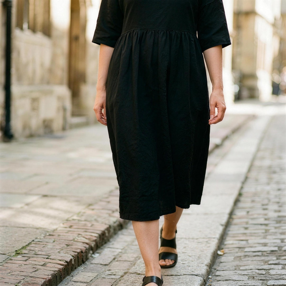Linen A-Line Midi Dress
