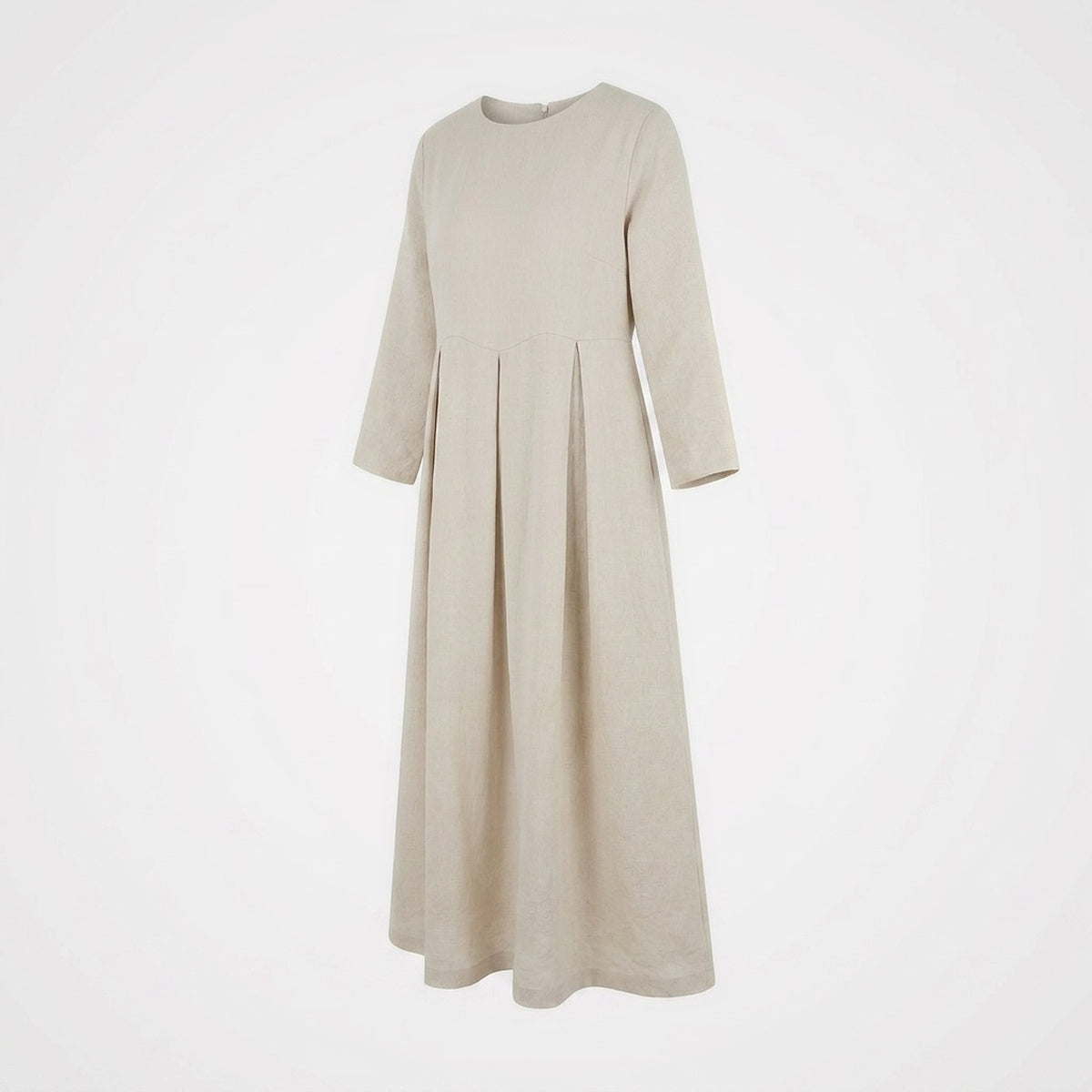 Pleated Linen Midi Dress