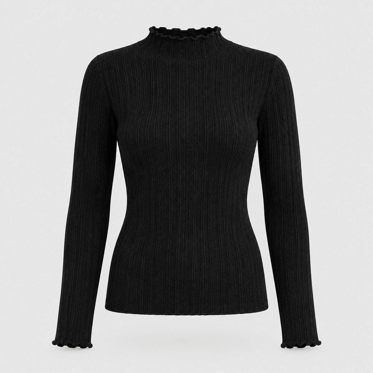 Ribbed Mock Neck Knit Jumper