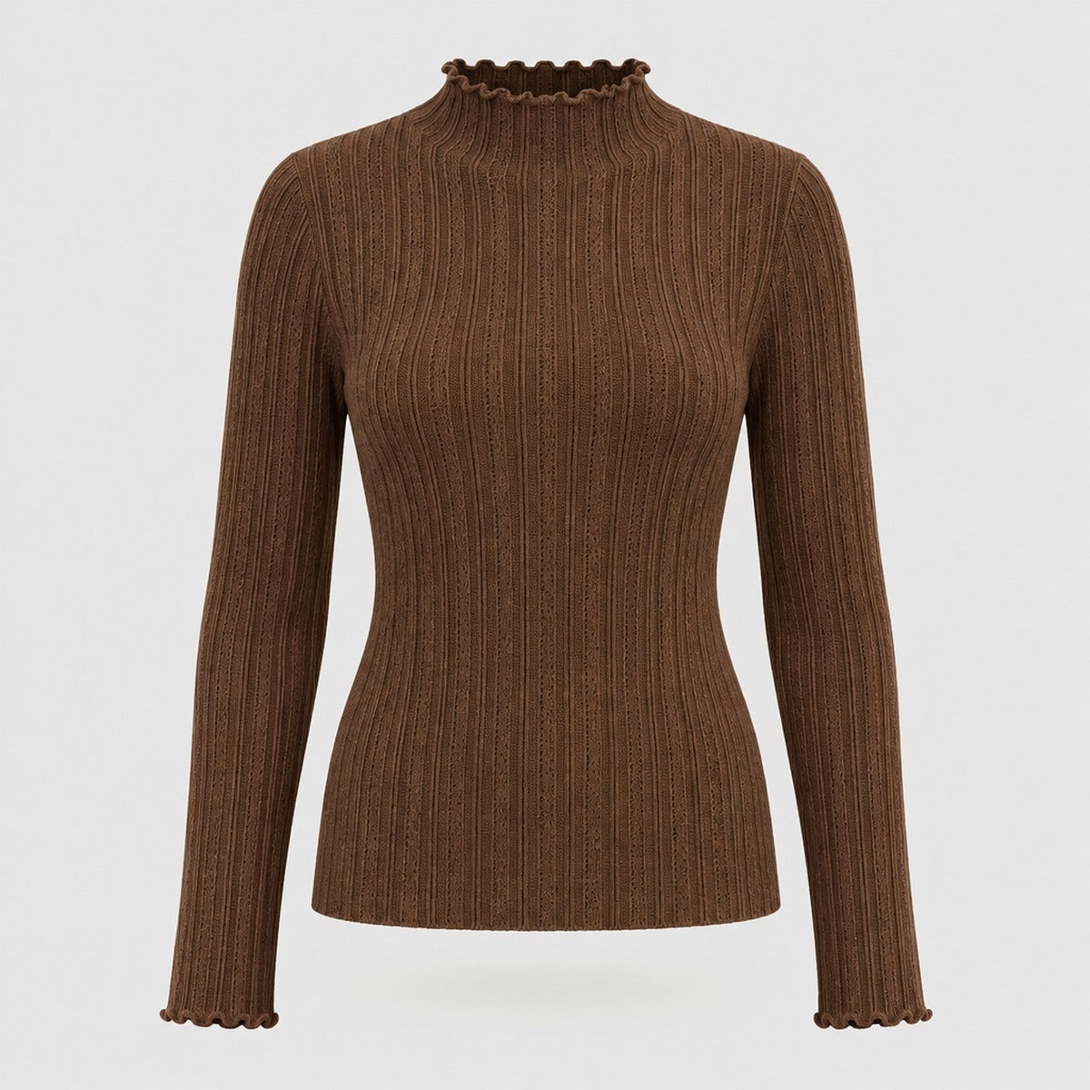 Ribbed Mock Neck Knit Jumper