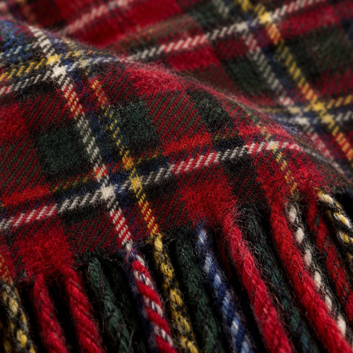 Red Check Tartan Lambswool Scarf
