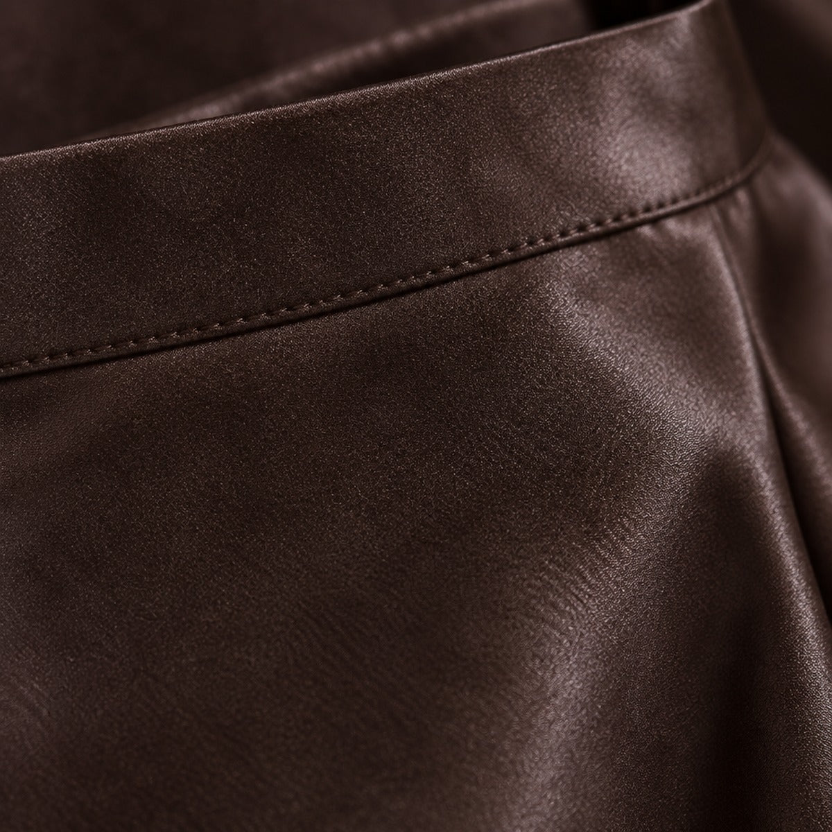 A-Line Midi Skirt in Faux Leather