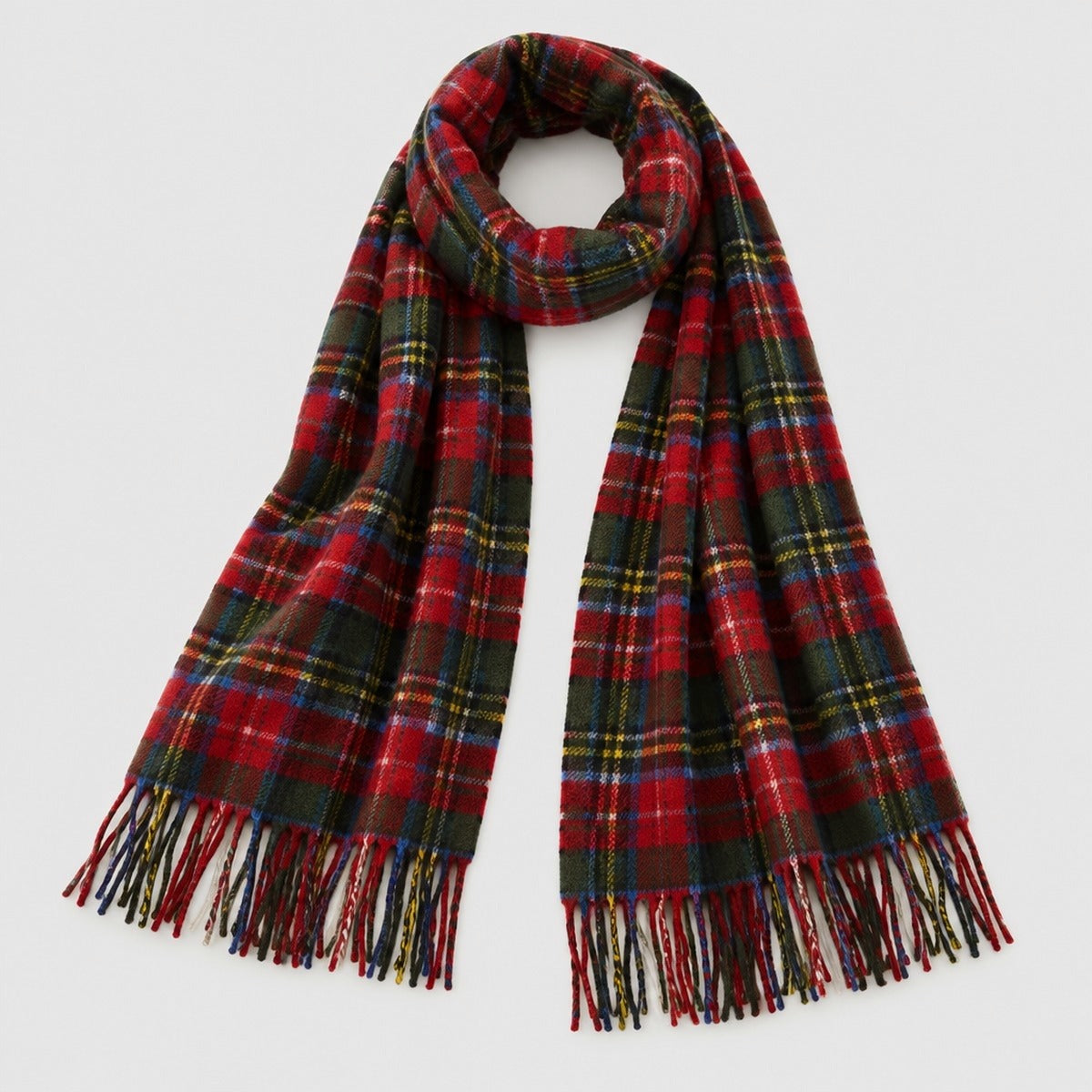 Red Check Tartan Lambswool Scarf