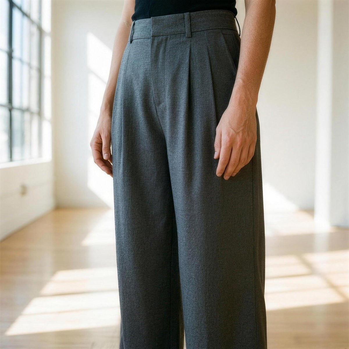 High Waist Linen Blend Pants